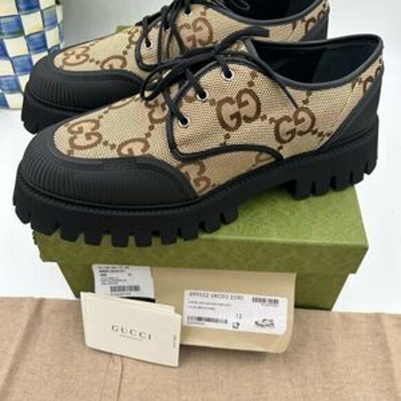 Men’s Gucci, maxi GG Supreme canvas loafers size 12 made in Italy - Picture 8 of 9